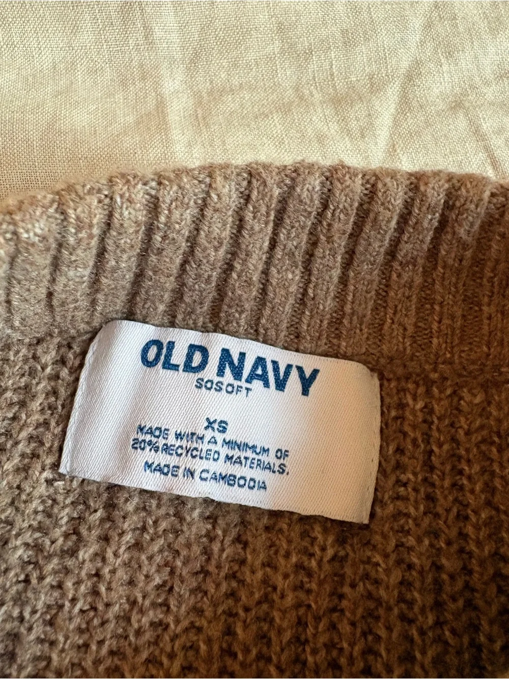 Old Navy Taupe Crewneck Ribbed Knit Sweater
